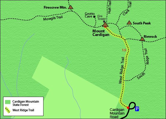 Mt Cardigan Trail Map Hike Mount Cardigan 3,155 feet in Oranage NH 52 With a View hiking list